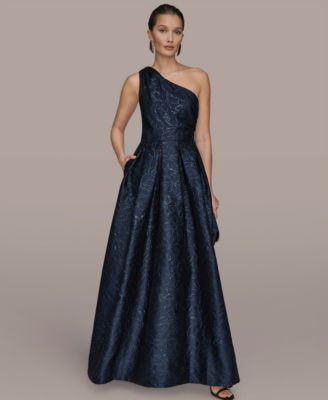 Donna Karan New York Women's One-Shoulder Metallic Jacquard A-Line Gown - Macy's | Macy's