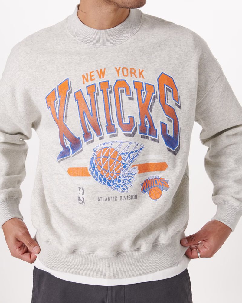 Men's New York Knicks Crew Sweatshirt | Men's Tops | Abercrombie.com | Abercrombie & Fitch (US)