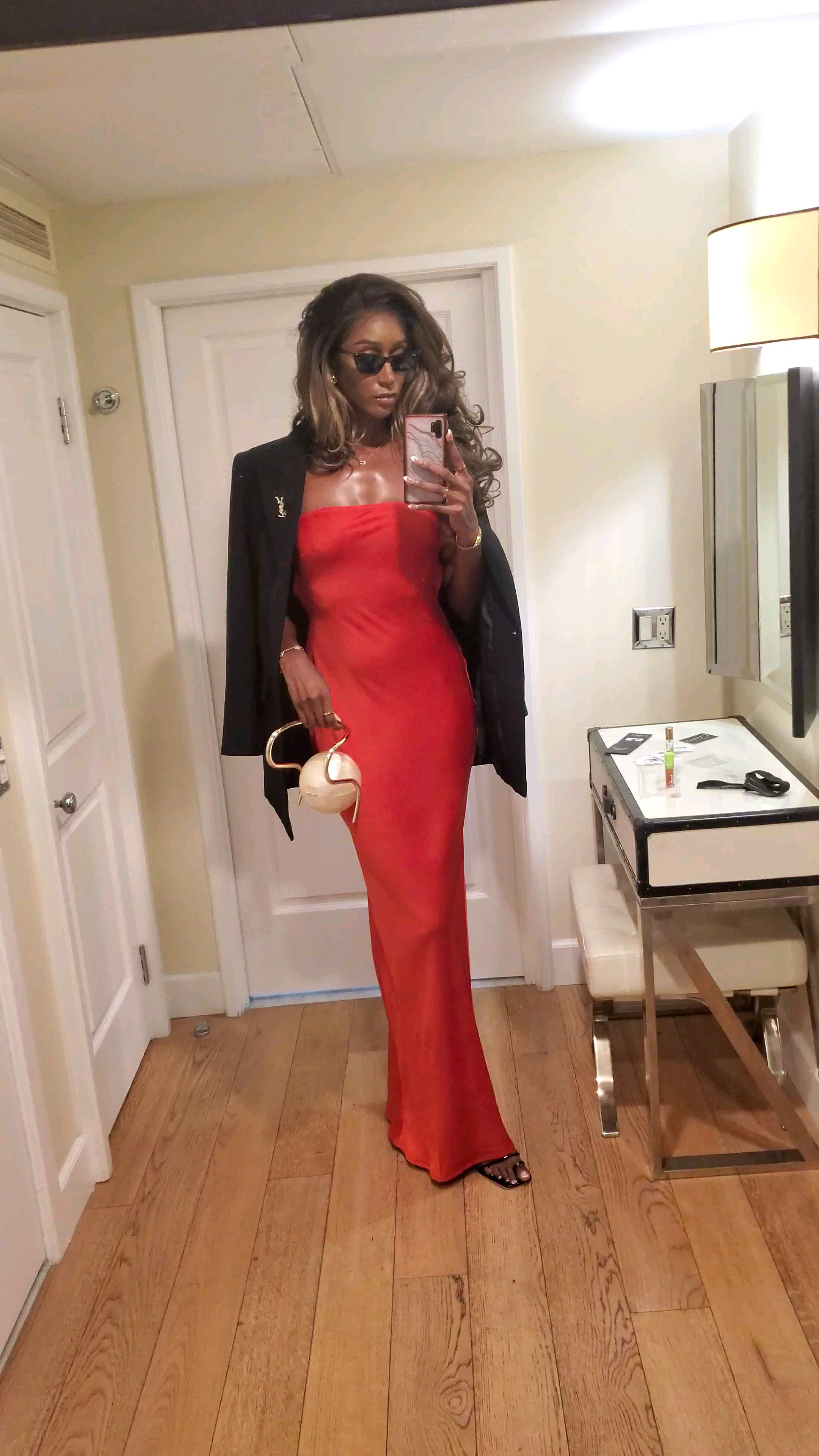 Red hot and refined 🔥 This strapless red gown paired with a classic black blazer adds just the right touch of elegance to a bold evening look. Accented with statement accessories and sleek sunnies for that effortless chic vibe. Perfect for a cocktail event or a night out where you want to turn heads. #RedDressMoment #ChicEveningStyle #ClassicWithATwist #LTKFallFashion #LTKEveningOutfit

#LTKShoeCrush #LTKVideo #LTKStyleTip