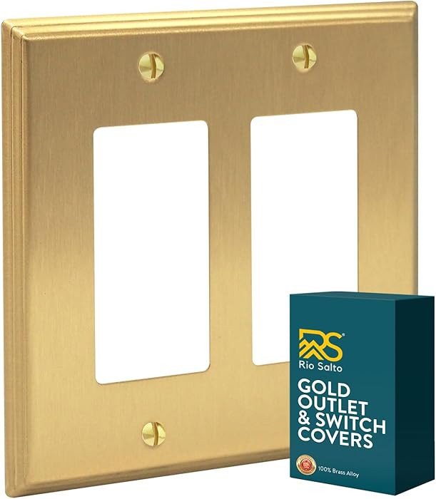 Rio Salto Deco Collection Real Brass Double Rocker Wall Plates – MIDSIZE 2-Gang 5" W x 4.94" H ... | Amazon (US)