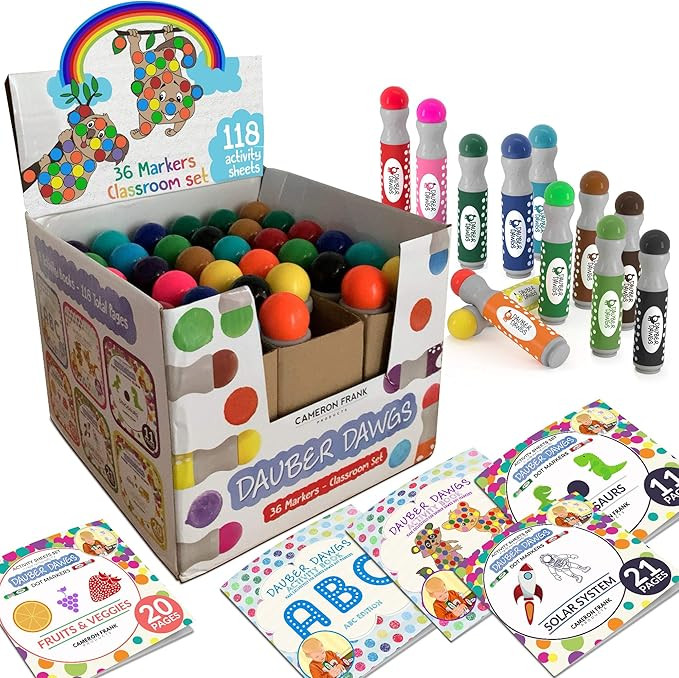 Washable Dot Markers 36 Pack With 121 Activity Sheets For Kids, Gift Set With Toddler Art Activit... | Amazon (US)