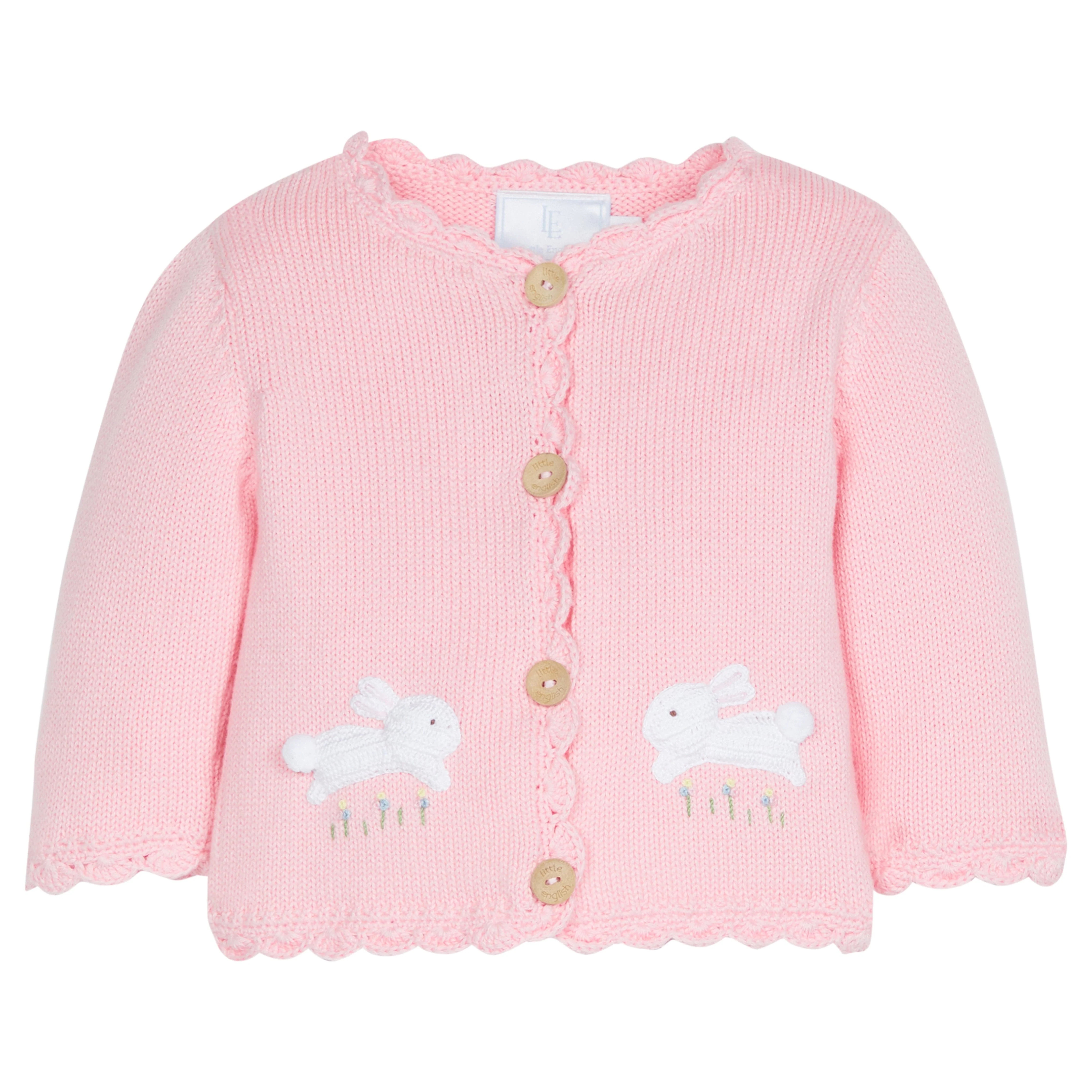 Pink Bunny Crochet Sweater - Baby Girl Cardigan | Little English