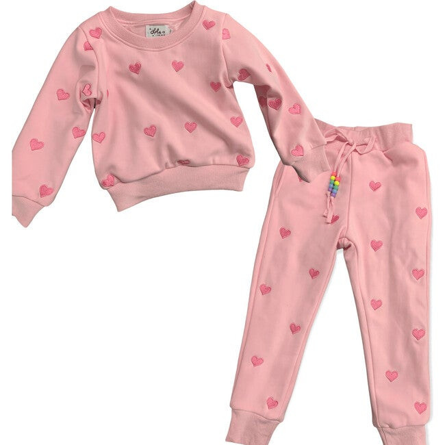 Full Hearts Jogger Set, Pink | Maisonette