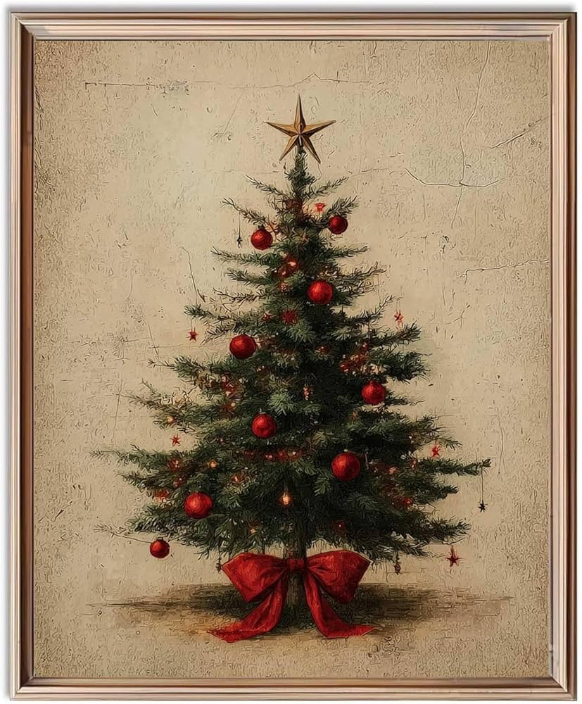 Vintage Christmas Tree Print – Rustic Holiday Wall Art – Modern Farmhouse Christmas Décor ... | Amazon (US)