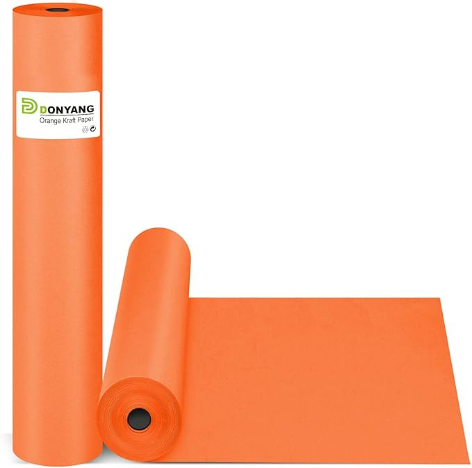 Orange Thanksgiving Wrapping Paper 15"x450", Solid Color Orange Construction Bulletin Board Art P... | Amazon (US)