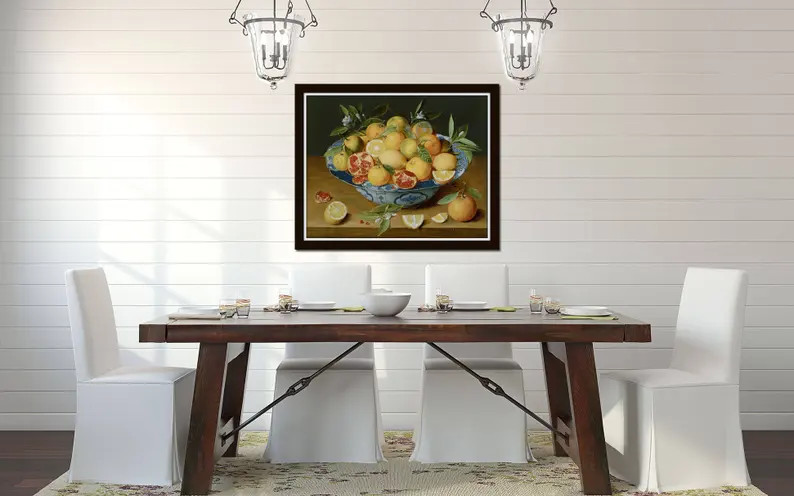 Citrus Still Life, Lemon Print, Chinoiserie Art, Botanical Print, Botanical Art, Wall Art, Lemon,... | Etsy (US)