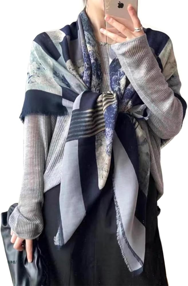 K-Elewon Large Square Scarf 51" Cotton and Linen Hand feel Scarf Fashion Scarves Hair Wrapping Sc... | Amazon (US)