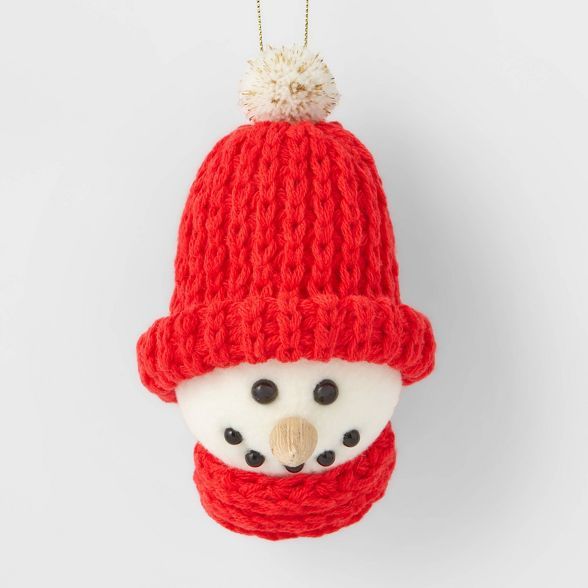 Knit Snowman Head Christmas Tree Ornament Red - Wondershop™ | Target