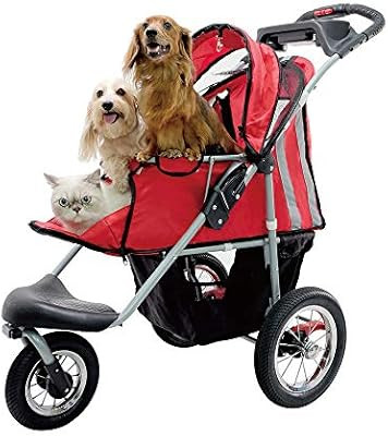 ibiyaya 3 Wheeler Pet Jogger Strollers with Air Filled Tires for Dogs and Cats (Red) | Amazon (US)