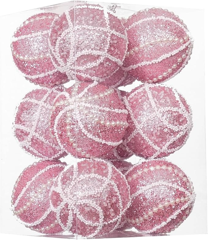3.15" Christmas Ball Ornaments 12pcs Sequin Christmas Balls Shatterproof Christmas Tree Ornaments... | Amazon (US)