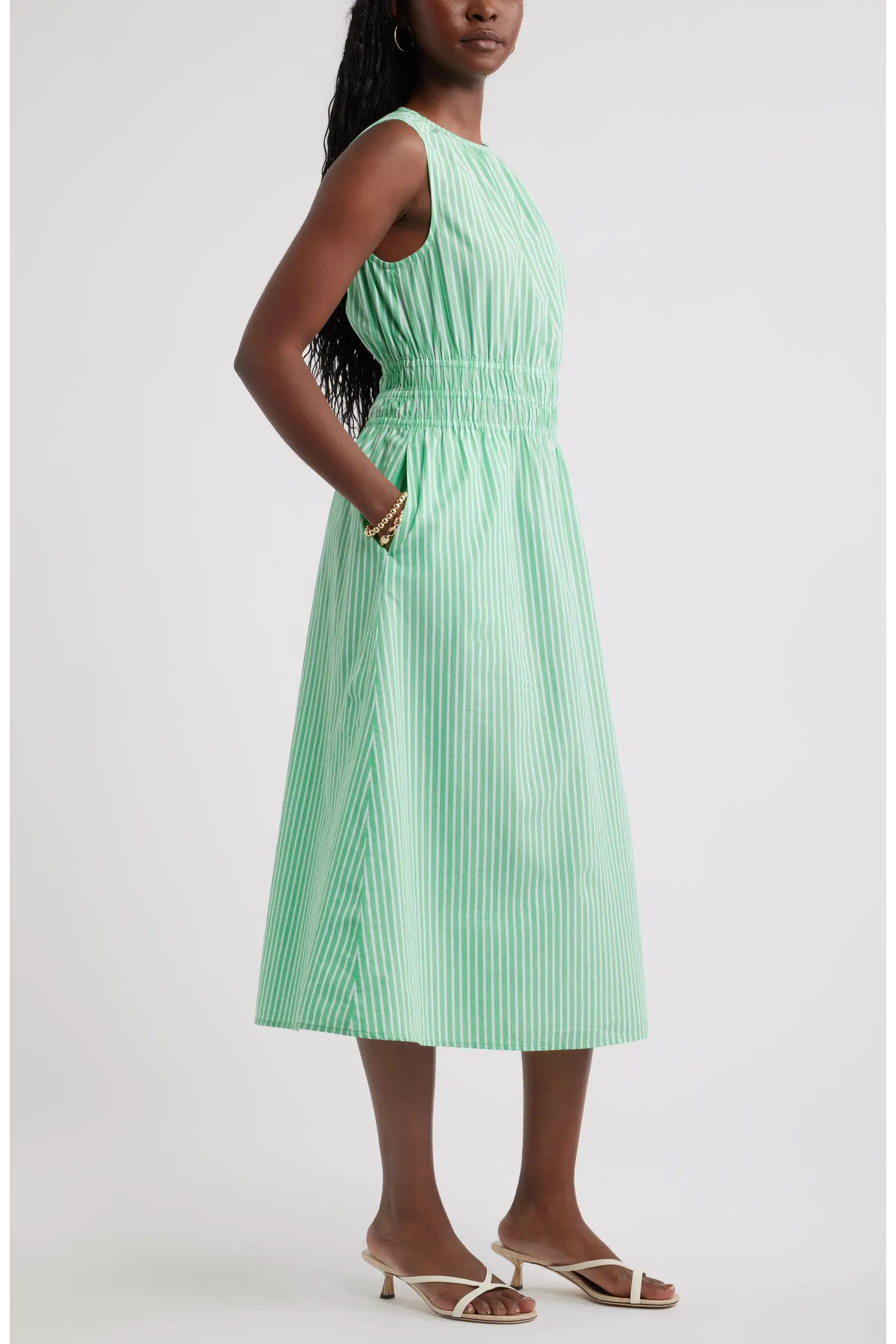 Sleeveless Smocked Waist Cotton Midi Dress (Women) | Nordstrom | Nordstrom