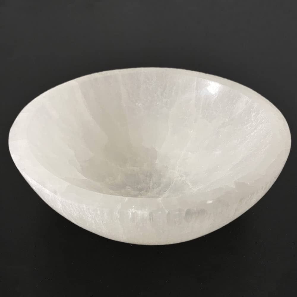 MOGEMT Large Selenite Bowl Hand-Carved Round Selenite Crystals Bowl for Cleansing, Charging, Smud... | Amazon (US)