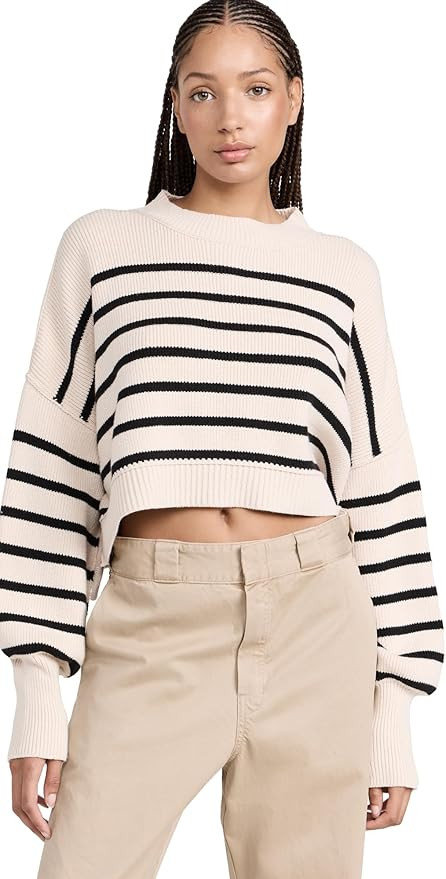 Free People Women's Stripe Easy Street Crop Pullover | Amazon (US)