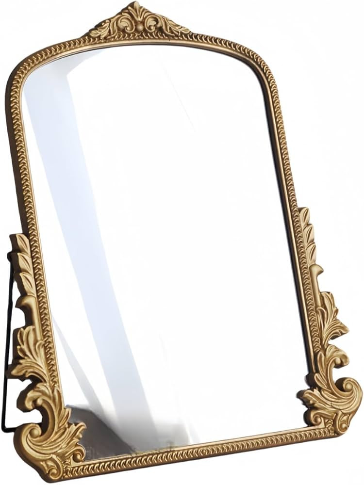 Large Vintage Gold Table Mirror – 16" x 20" Antique Arched Design with Wooden Frame, Oversized ... | Amazon (US)