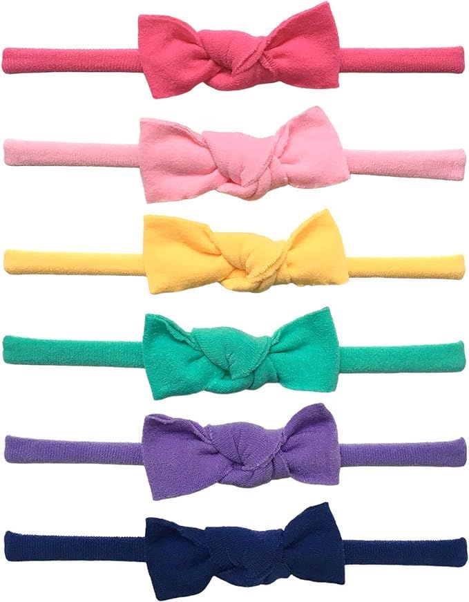 Baby Girl Headbands and Bows, Super Soft & Stretchy Nylon Hair bands for Newborn, Toddler, Childr... | Amazon (US)