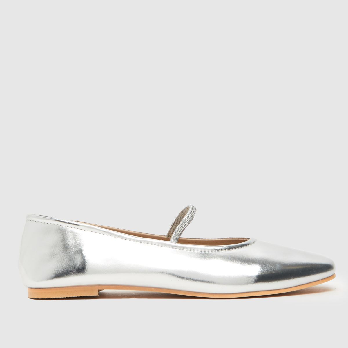 Womens Silver schuh Louella Mary Jane Ballerina Flat Shoes | schuh | Schuh