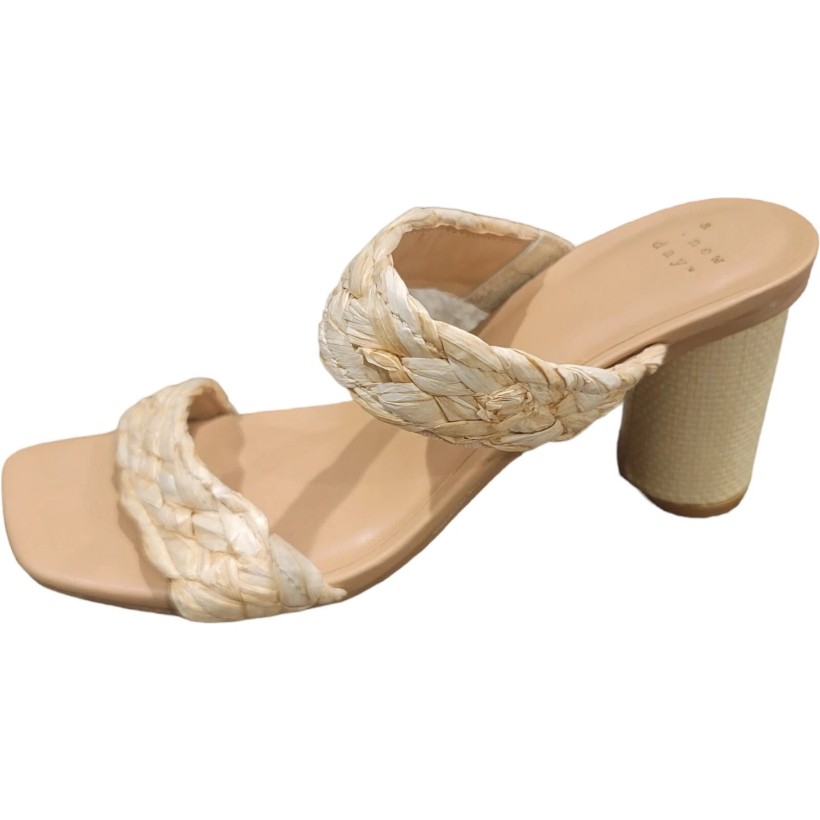 A New Day Heels Size 8. Womens Square Toe Slip On Block Heel Sandal tan Rope | eBay US