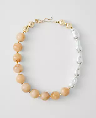 Pearlized Stone Statement Necklace | Ann Taylor