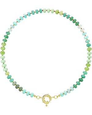KissYan Beaded Gemstone Necklace for Women, Colorful Boho Bead Choker Natural Stone Surfer Beach ... | Amazon (US)