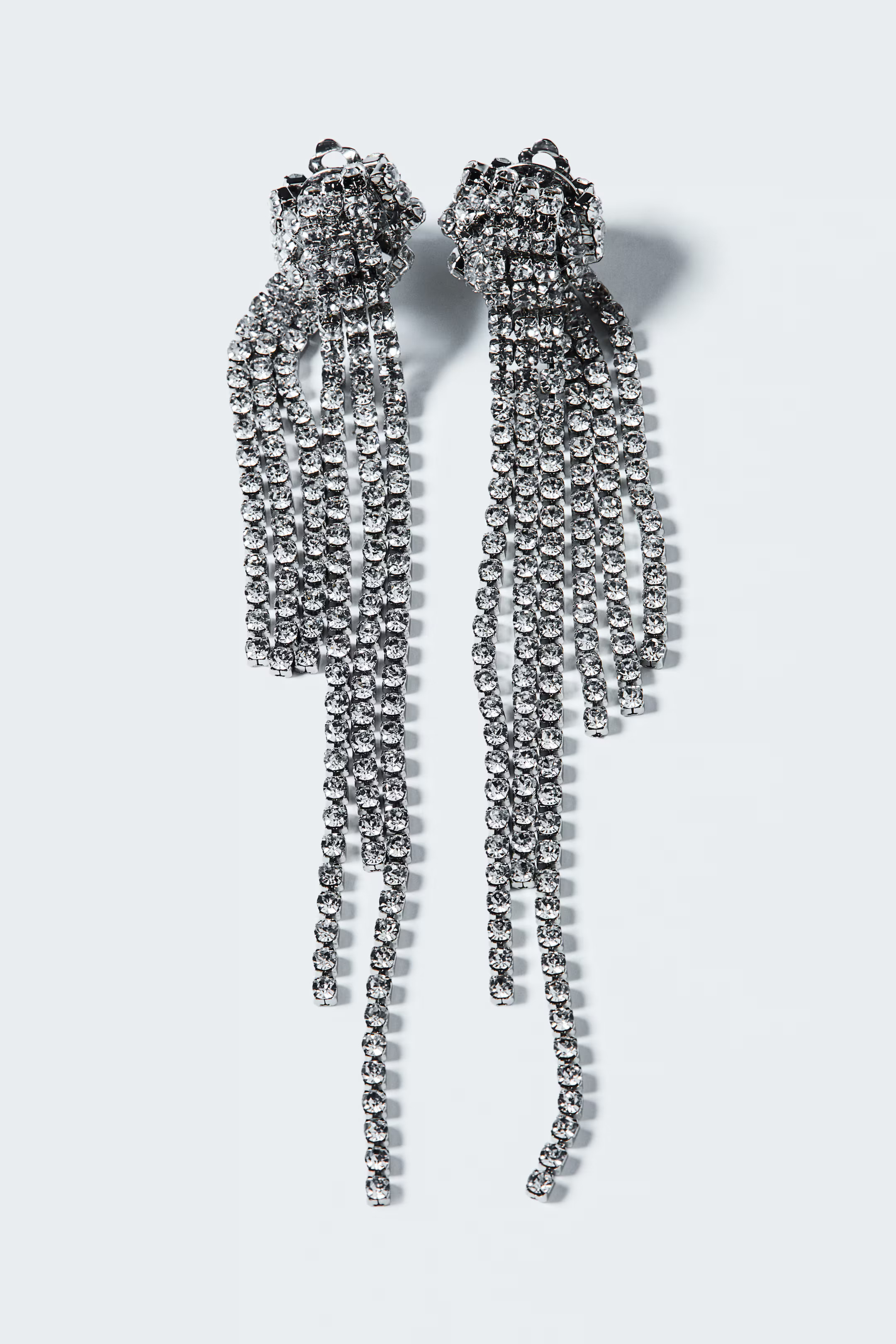 Pendientes largos de strass - Plateado - MUJER | H&M ES | H&M (FR, IT, ES, PT, BE)