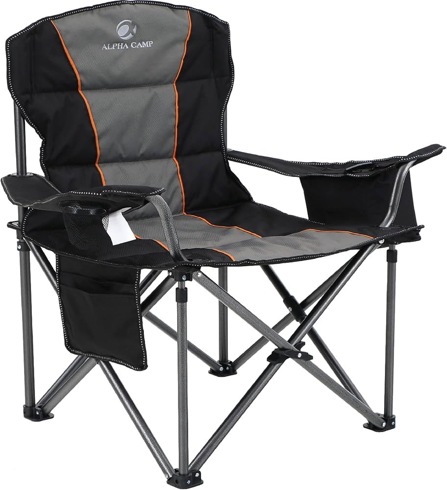 ALPHA CAMP Oversized Camping Folding Chair, Heavy Duty Support 450 LBS Steel Frame Collapsible Pa... | Amazon (US)