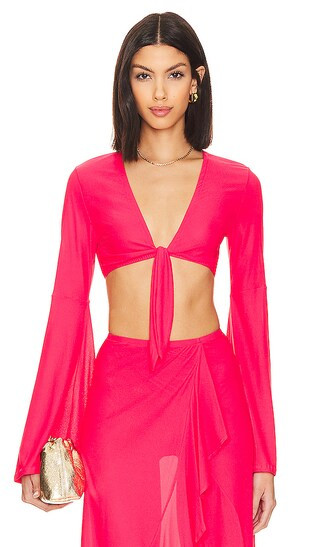 Bell Sleeve Crop Top in Bombshell Red | Revolve Clothing (Global)