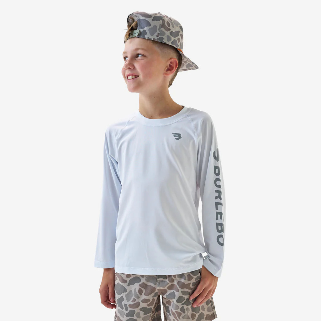 Youth Rash Guard - White and Light Grey | BURLEBO