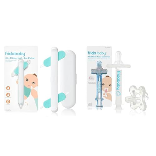 Frida Baby 3-in-1 Nose, Nail + Ear Picker + Frida Baby Medicine Pacifier, Medicine Syringe & Accu-Dose Pacifier | Amazon (US)