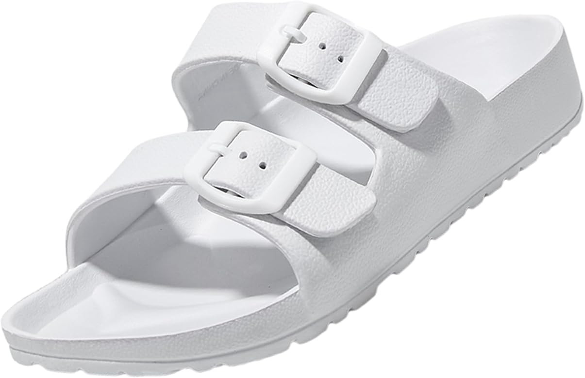 BEMGNAR Men’s Lightweight Comfort Slides Double Buckle Slip-on Adjustable EVA Orthopedic Flat S... | Amazon (US)