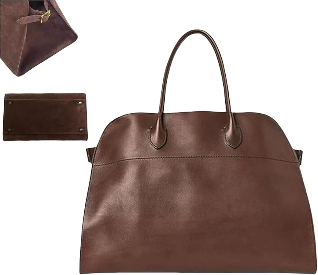 The Row Margaux Bag Leather, The 2025 Leather Tote Bags for Women Retro Top-handle Bag Trendy Wor... | Amazon (US)