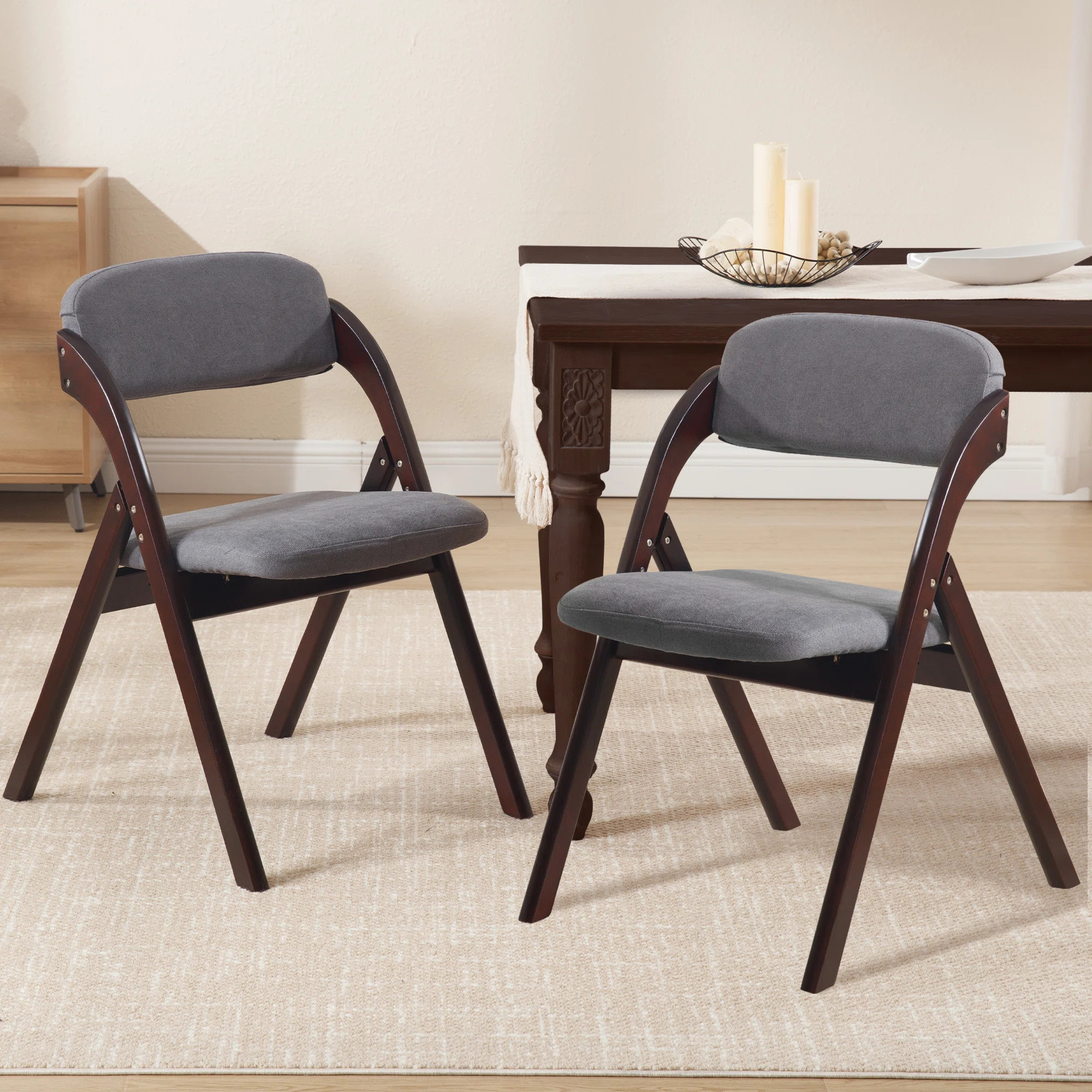 Upholstered Padded Stackable Folding Chair  (Set of 2) | Wayfair North America