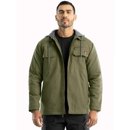 Wrangler Workwear Men's Quilted Lined Work Shirt Jacket with Hood, Size S-5XL (Men's and Big Men's) | Walmart (US)
