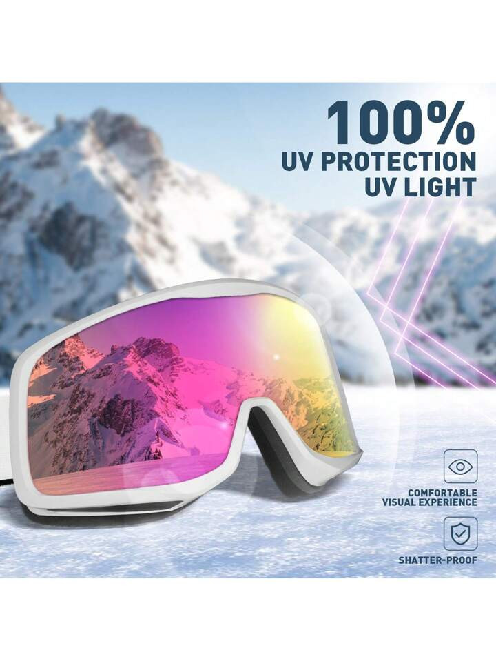 Unisex Winter Outdoor Ski Goggles, Anti-Fog High-Definition Contrast Snowboard Glasses For Skiing And Skating | SHEIN