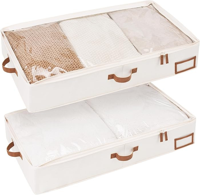 StorageWorks Large Under Bed Storage Containers with Handles and Label Holder, 2 Pack Ultra-thick... | Amazon (US)