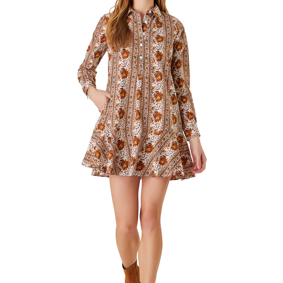 Polly Dress, Mumbai Stripe Brown | Livro