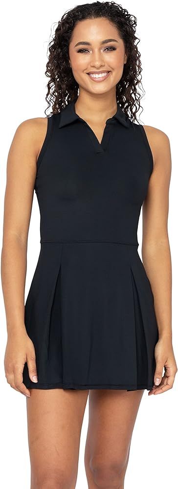 90 Degree By Reflex Racerback Charm Pleated Tennis Dress with Collar | Amazon (US)