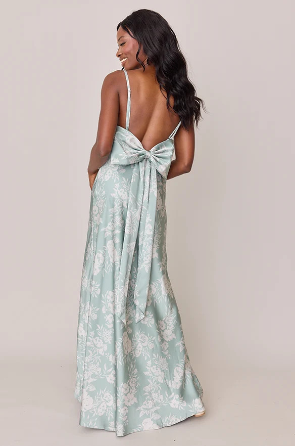 Steph Satin Floral Print Dress | Revelry