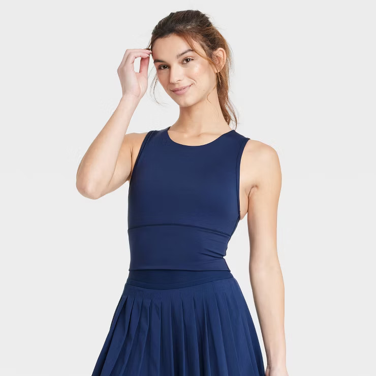 Women's Medium Support Brushed Sculpt Muscle Cropped Sports Bra - All in Motion™ | Target