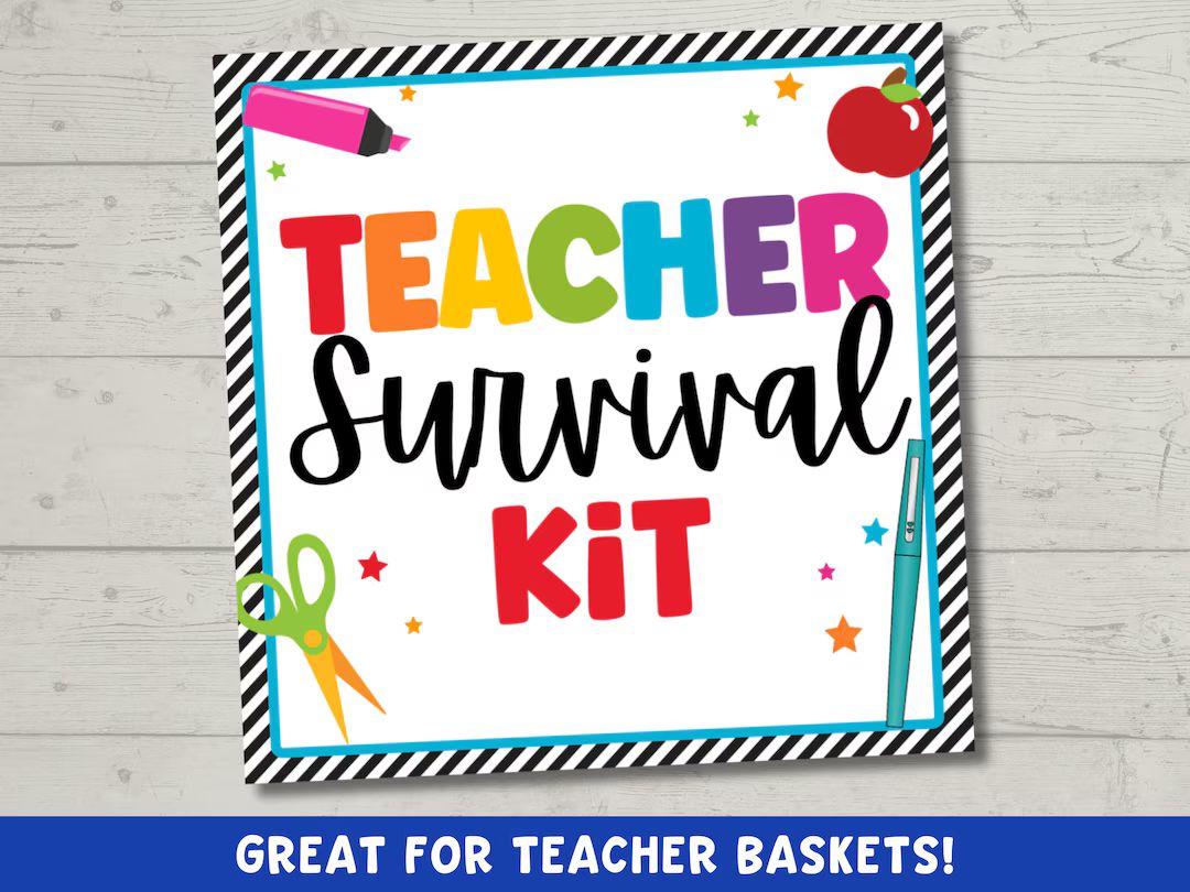 Teacher Survival Kit Gift Tag Printable First Day of School Teacher Gift Teacher Emergency Treat ... | Etsy (US)