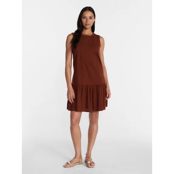 Time and Tru Women's Linen Blend Shift Dress, Sizes XS-XXXL | Walmart (US)