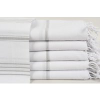 Turkish Bath Towel, Gym Beach Wedding Gift Organic Peshtemal, White Gray Striped 40x70 Bll-Byzsltn | Etsy (US)