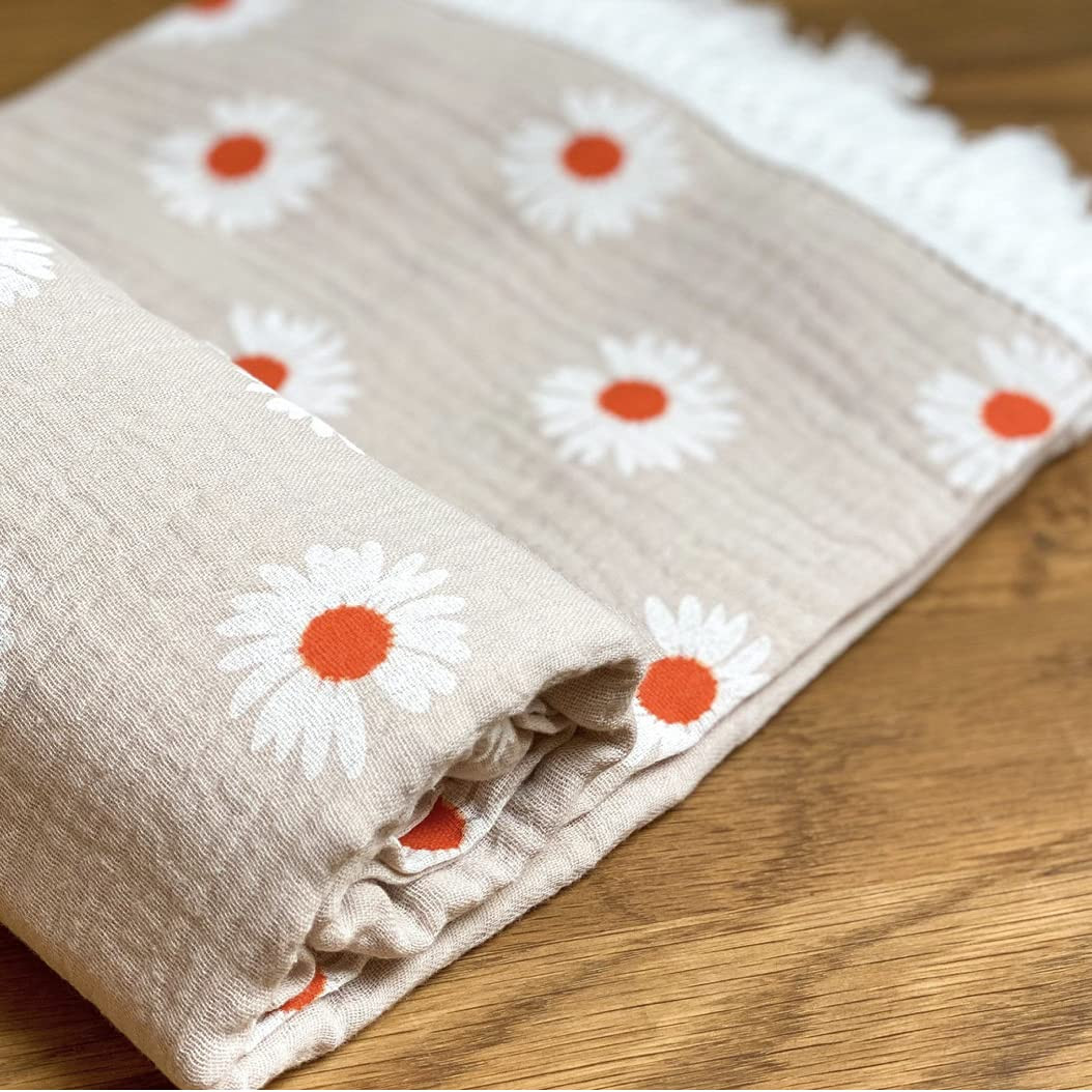 Mini Kind Muslin Swaddle Blankets with Fringe 100% Organic Cotton, Large 47”x 47” Soft Earthy Tones  | Amazon (US)