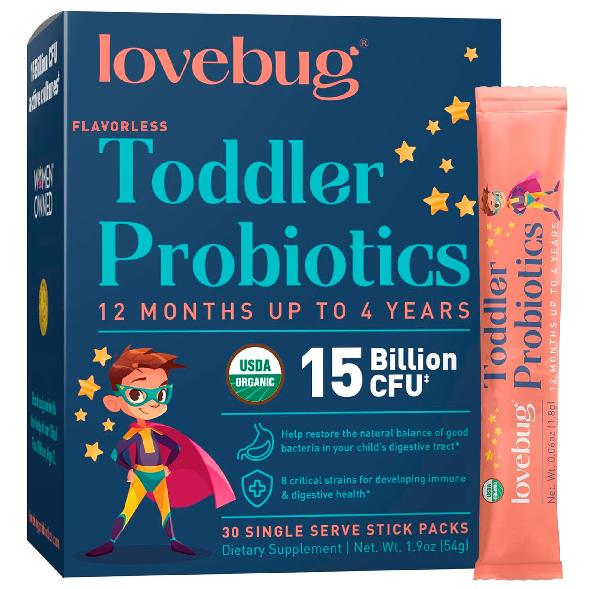 LOVEBUG Award Winning Probiotics | Constipation & Stomach Discomfort | Softer Bowel Movements | E... | Amazon (US)