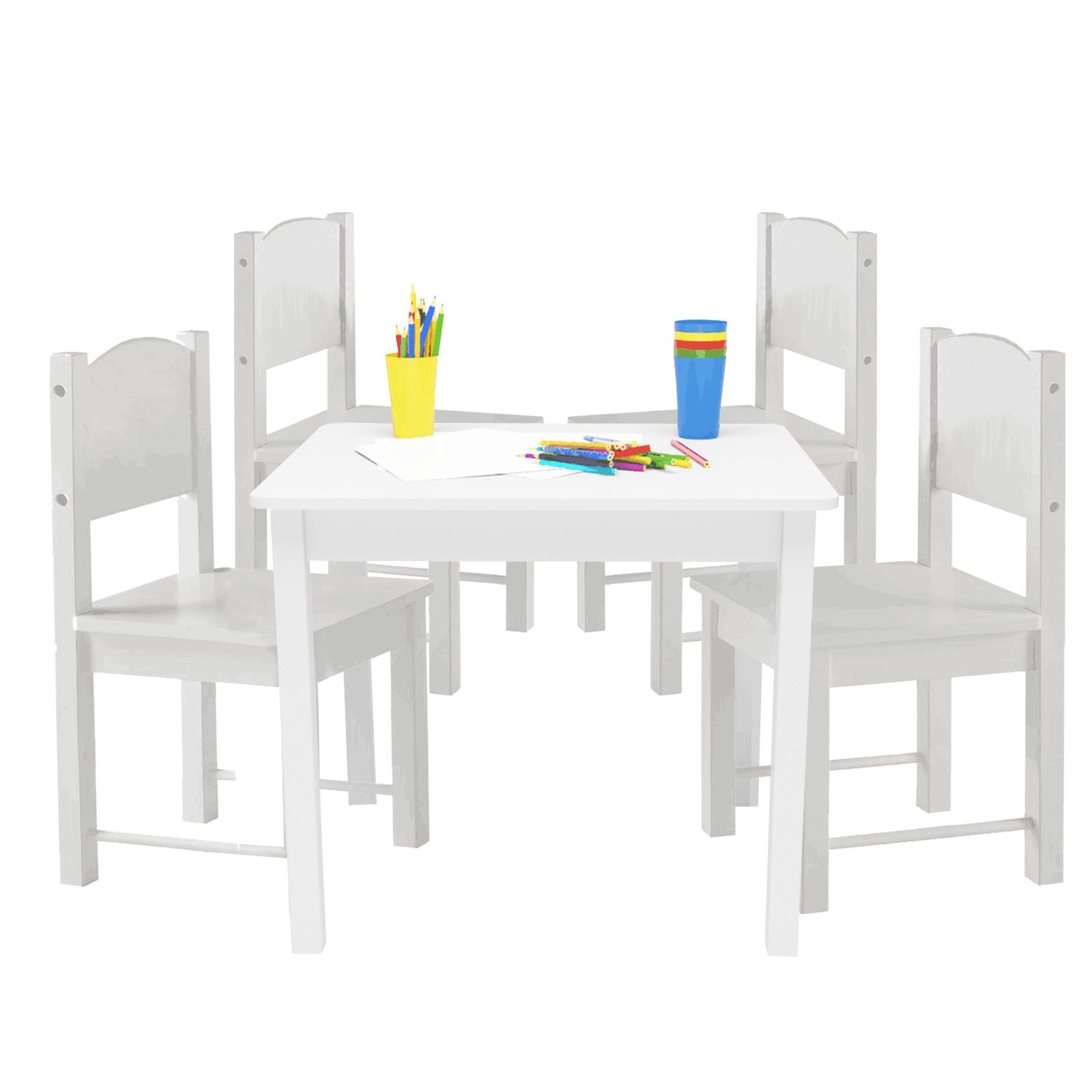 Kids Chairs Table Set Solid Hard Wood Child Chairs for Learning Playing(Set of 4 Chairs + 1 Desk)... | Walmart (US)