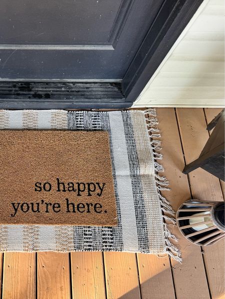 Front porch update: doormat, layered doormat, solar lantern 

#LTKHome #LTKSeasonal #LTKFindsUnder50
