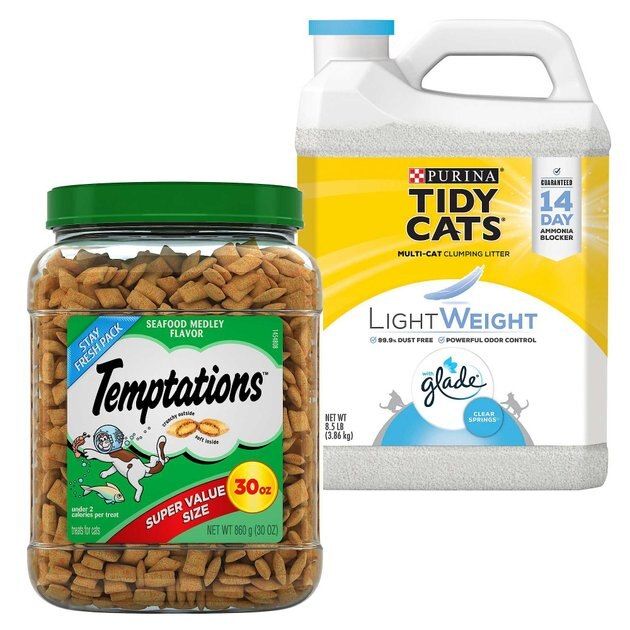 Bundle: Temptations Seafood Medley Flavor Treats + Tidy Cats Lightweight Glade Scented Clumping C... | Chewy.com