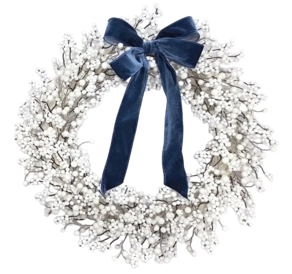 Berry Christmas Wreath, White, 24", by Holiday Time | Walmart (US)