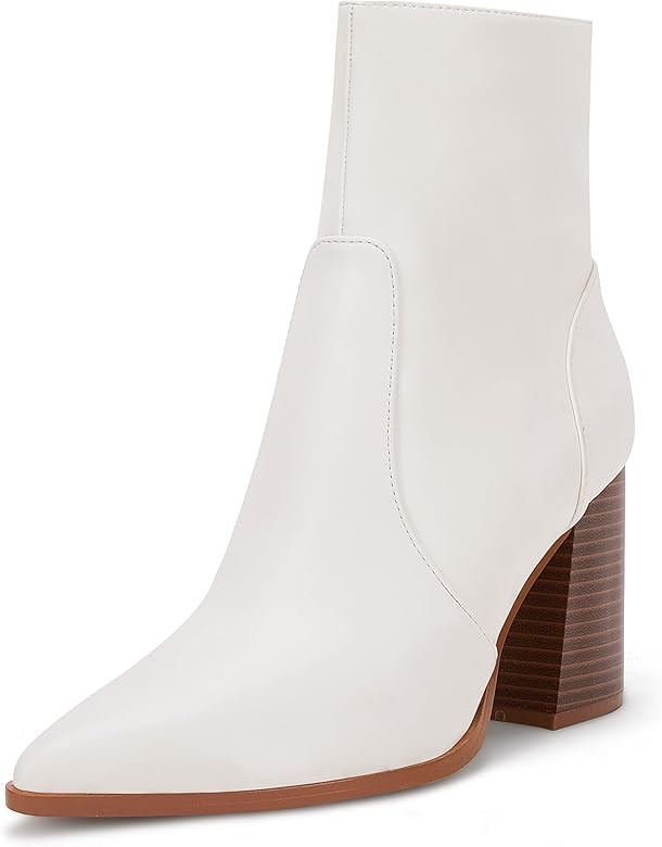 Ermonn Womens Pointed Toe High Heels Ankle Boots Zipper Block Chunky Heel Knit Elastic Fall Winte... | Amazon (US)