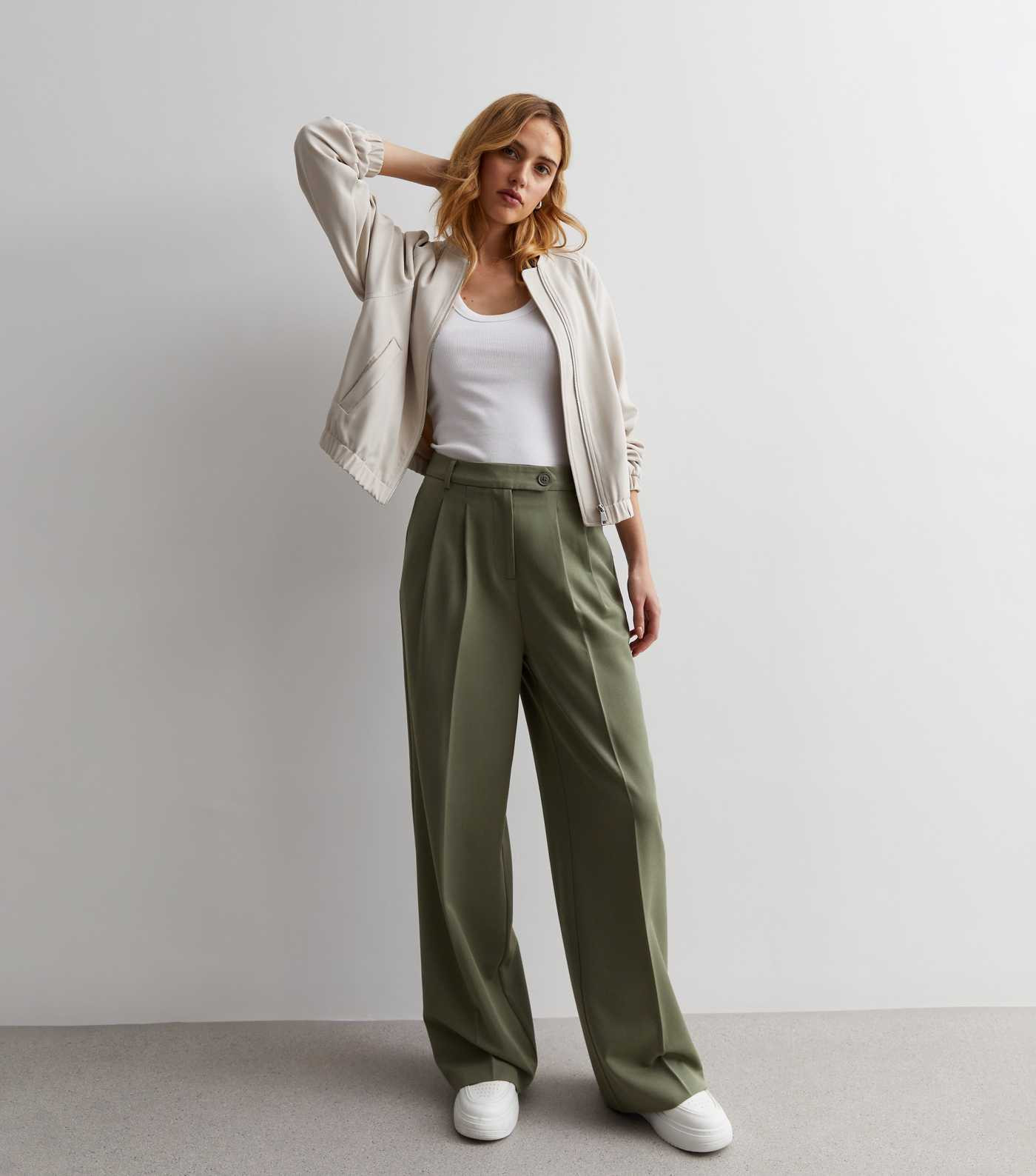 Khaki Wide Leg Trousers | New Look | New Look (UK)