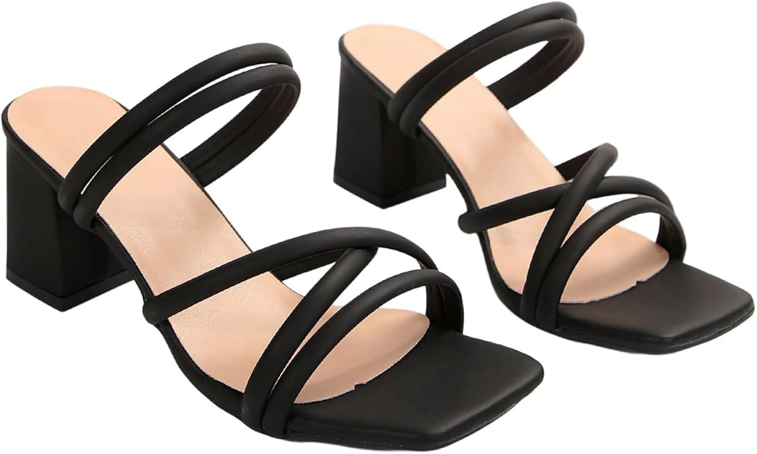 SHENHE Women's Square Open Toe Heeled Sandals Slingback Strappy Chunky Block Heels Mules | Amazon (CA)